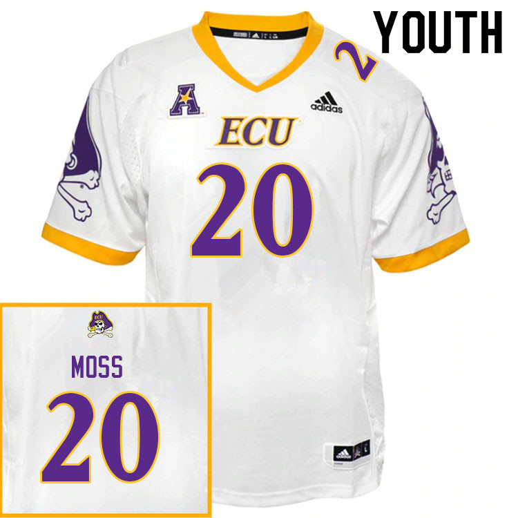 Youth #20 Ty Moss ECU Pirates College Football Jerseys Sale-White - Click Image to Close